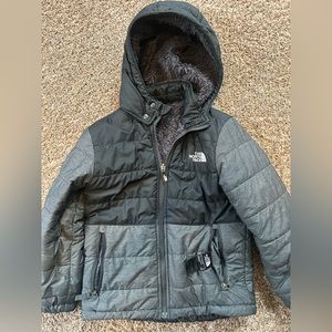 Boys Black & Gray The NorthFace Reversible Fleece Lined Coat